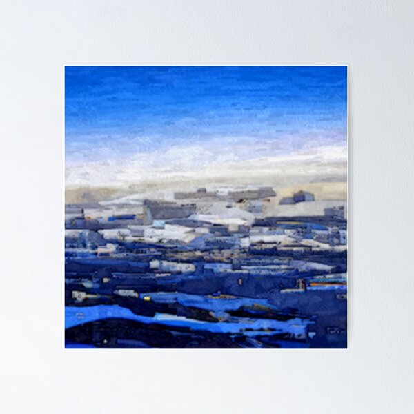 Item preview, Iqaluit Skyline, Nunavut Oil Painting by AI. - Capital Cities Of Canada designed and sold by AIArtWizard ⭐⭐⭐⭐⭐.