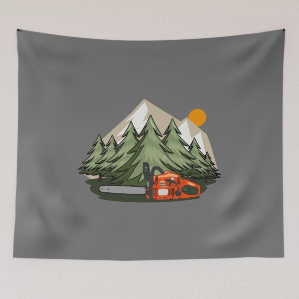 Item preview, Chainsaw with mounten forest designed and sold by LaftaDesign.