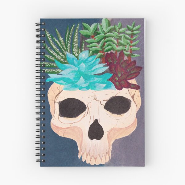 Item preview, Skull filled with succulents in Gouache designed and sold by Chantellearts.
