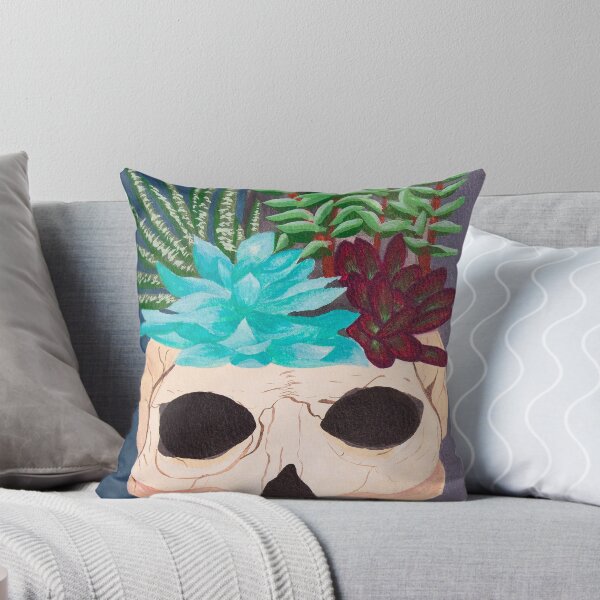 Item preview, Skull filled with succulents in Gouache designed and sold by Chantellearts.