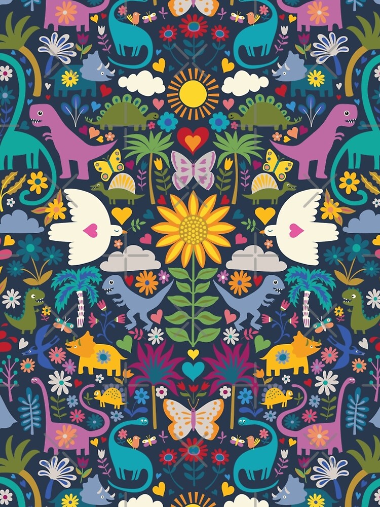 Peace, Love and Dinosaurs - cute animal pattern by Cecca Designs by Cecca-Designs