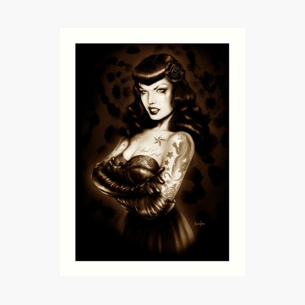 Bettie Page Tattooed Art Print