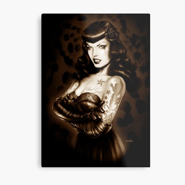 Aperçu de l'œuvre Bettie Page tatouée créée et vendue par Screaming Demons Art.