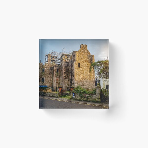 Item preview, MacLellan's Castle under repair on the old High Street in Kirkcudbright at sunset, Dumfries and Galloway, Scotland designed and sold by SnapTPhotograph.