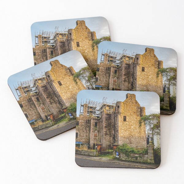 Item preview, MacLellan's Castle under repair on the old High Street in Kirkcudbright at sunset, Dumfries and Galloway, Scotland designed and sold by SnapTPhotograph.