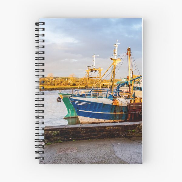 Item preview, Fishing trawlers moored at Kirkcudbright harbour on the River Dee at sunset in winter, Dumfries and Galloway, Scotland designed and sold by SnapTPhotograph.