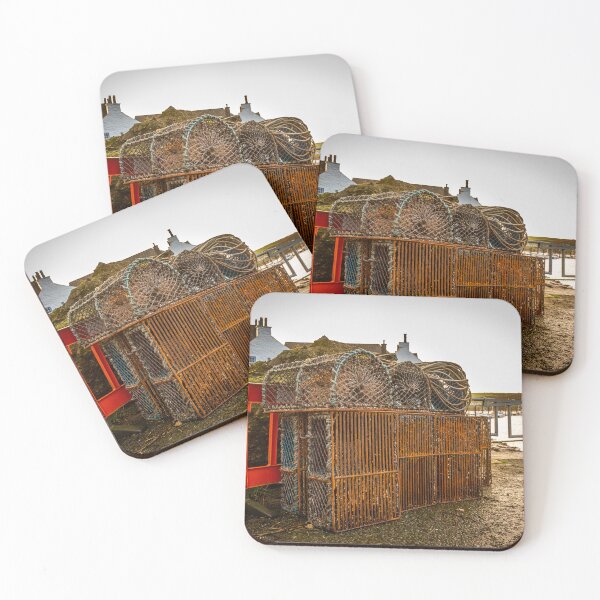Item preview, Lobster and prawn fishing pots and creels stacked up at Kirkcudbright Harbour, Dumfries and Galloway, Scotland designed and sold by SnapTPhotograph.