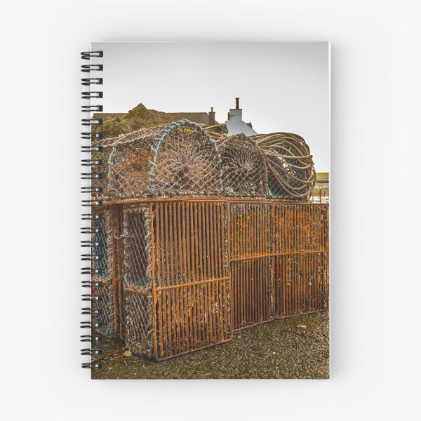 Item preview, Lobster and prawn fishing pots and creels stacked up at Kirkcudbright Harbour, Dumfries and Galloway, Scotland designed and sold by SnapTPhotograph.