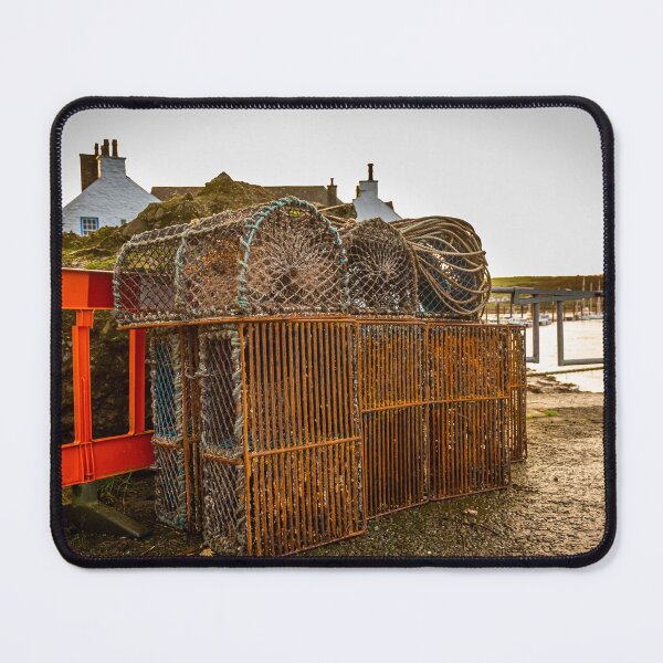 Item preview, Lobster and prawn fishing pots and creels stacked up at Kirkcudbright Harbour, Dumfries and Galloway, Scotland designed and sold by SnapTPhotograph.