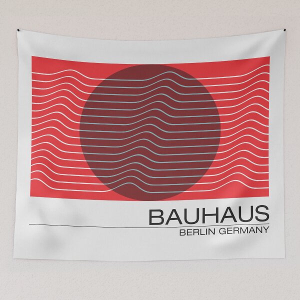 Item preview, Bauhaus - Retro / Art Deco architecture discipline from Berlin, Germany - Available in posters, etc - Wavy Red & Maroon designed and sold by ArcFoundationCo.