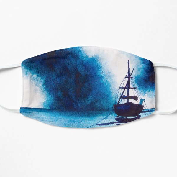 Boat on Stormy Seas in Watercolour Flat Mask