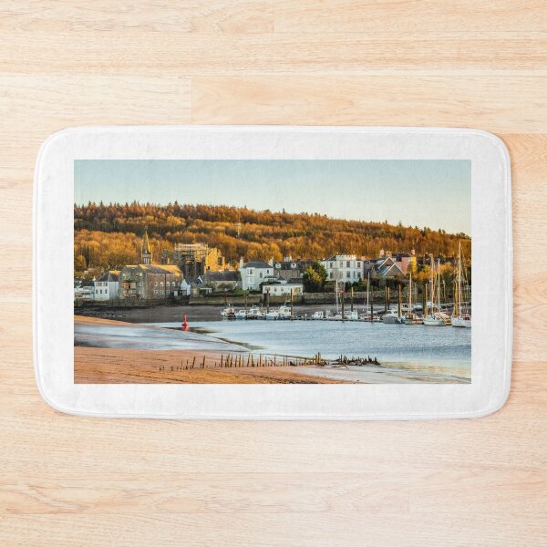 Item preview, Kirkcudbright and the River Dee estuary at sunset, with the remains of salmon fishing nets in the foreground, Dumfries and Galloway, Scotland designed and sold by SnapTPhotograph.