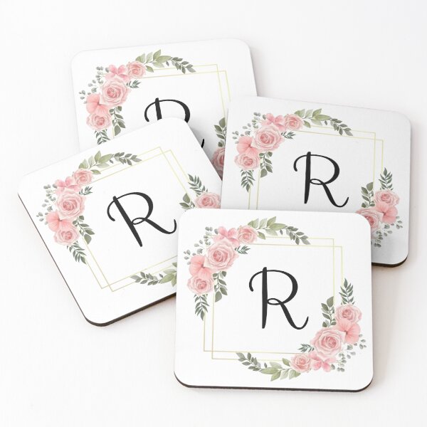 Item preview, Monogram Letter R | Pink Floral Design with Gold Edges designed and sold by JustSeasons.