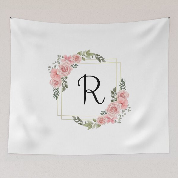 Item preview, Monogram Letter R | Pink Floral Design with Gold Edges designed and sold by JustSeasons.
