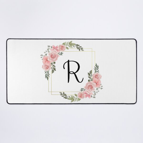 Item preview, Monogram Letter R | Pink Floral Design with Gold Edges designed and sold by JustSeasons.