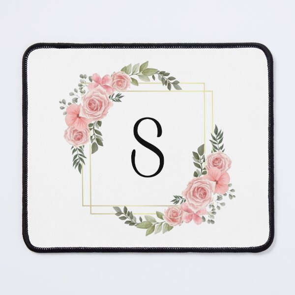 Item preview, Monogram Letter S | Pink Floral Design with Gold Edges designed and sold by JustSeasons.