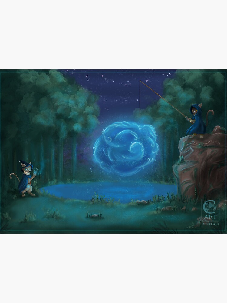 Aperçu 2 sur 2. Impression rigide avec l'œuvre Le Lac des Chats créée et vendue par CynnaraART.