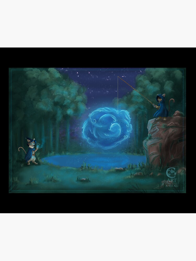 Aperçu 5 sur 5. Tapis de souris avec l'œuvre Le Lac des Chats créée et vendue par CynnaraART.