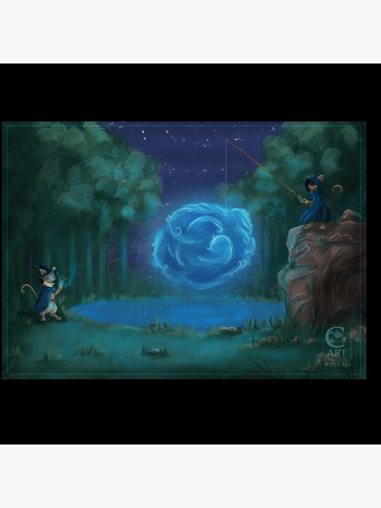 Aperçu 2 sur 2. Tote bag avec l'œuvre Le Lac des Chats créée et vendue par CynnaraART.