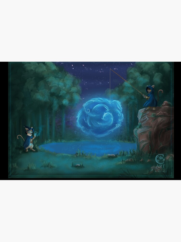 Aperçu 2 sur 2. Skin adhésive d'ordinateur avec l'œuvre Le Lac des Chats créée et vendue par CynnaraART.