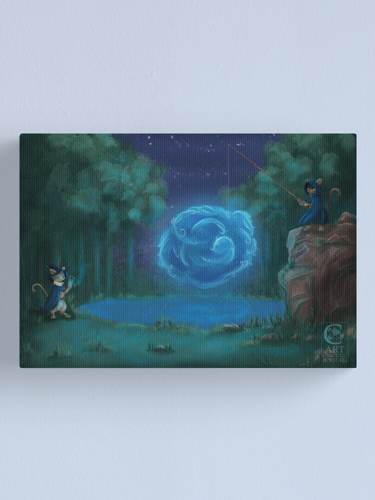 Aperçu 2 sur 3. Impression sur toile avec l'œuvre Le Lac des Chats créée et vendue par CynnaraART.