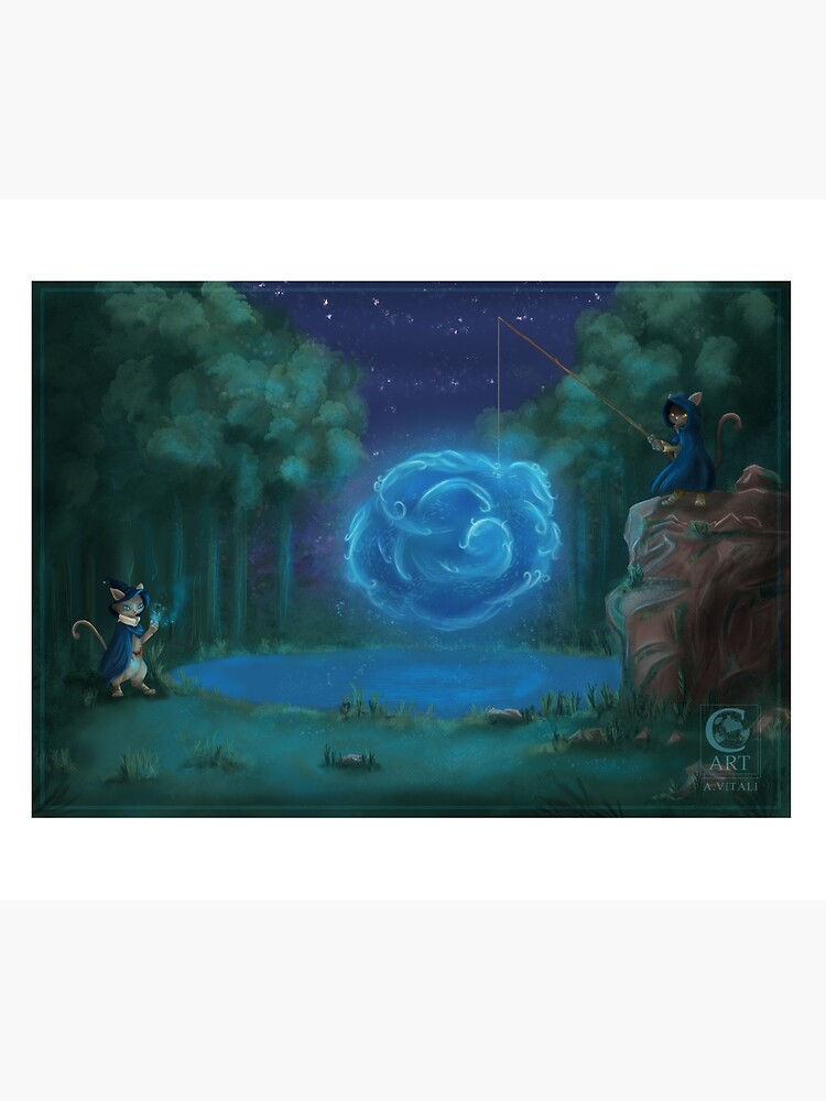 Aperçu 2 sur 2. Housse de couette avec l'œuvre Le Lac des Chats créée et vendue par CynnaraART.