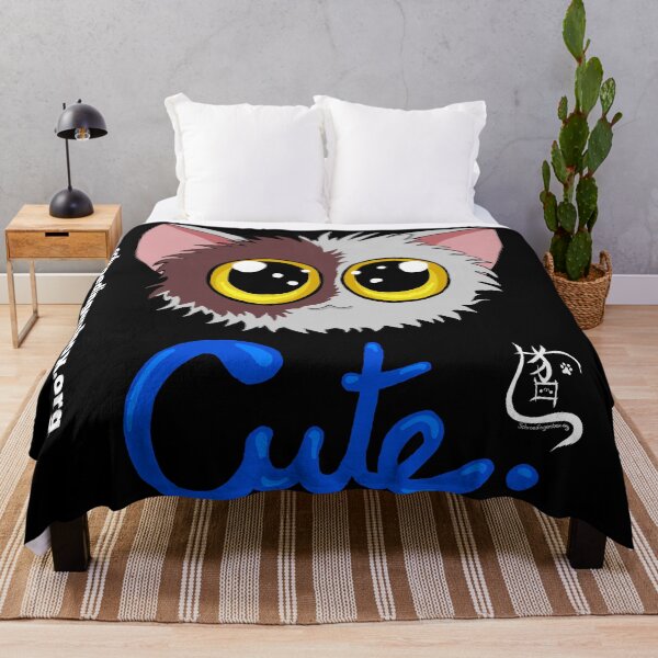 Item preview, Emoticat Cute Blue on Black designed and sold by Schrödingers Box.