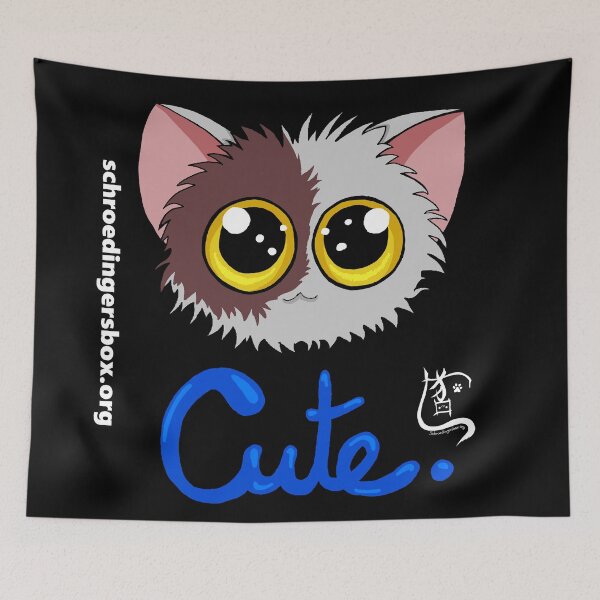 Item preview, Emoticat Cute Blue on Black designed and sold by Schrödingers Box.