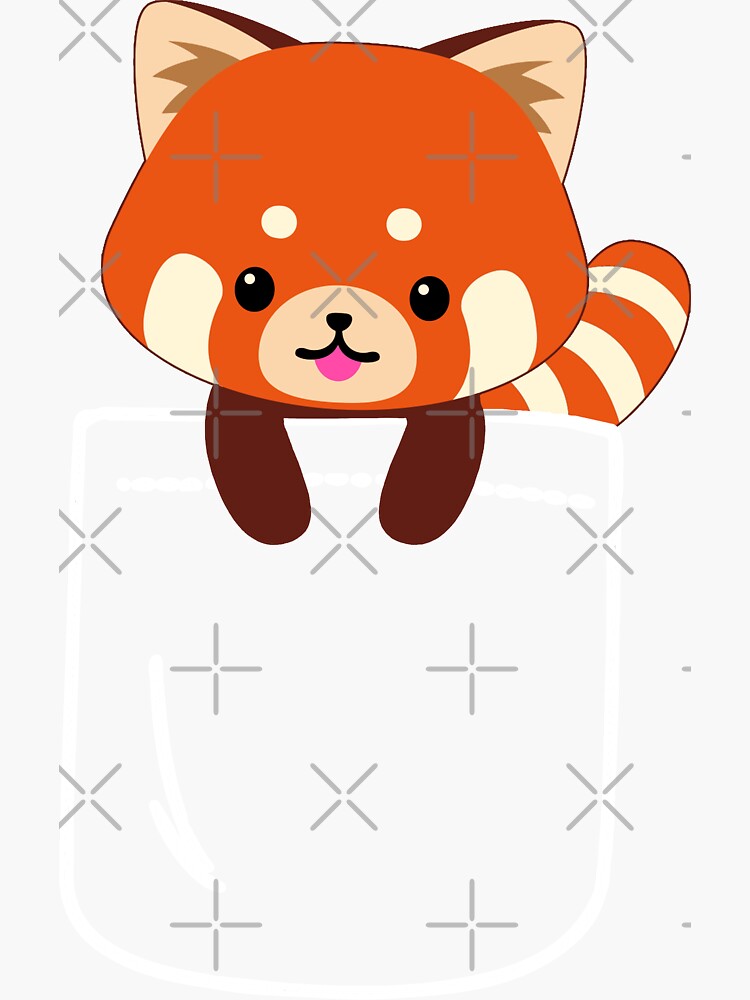 "Red Panda In Pocket Funny Cute Emoji Animal" Sticker by JapaneseInkArt