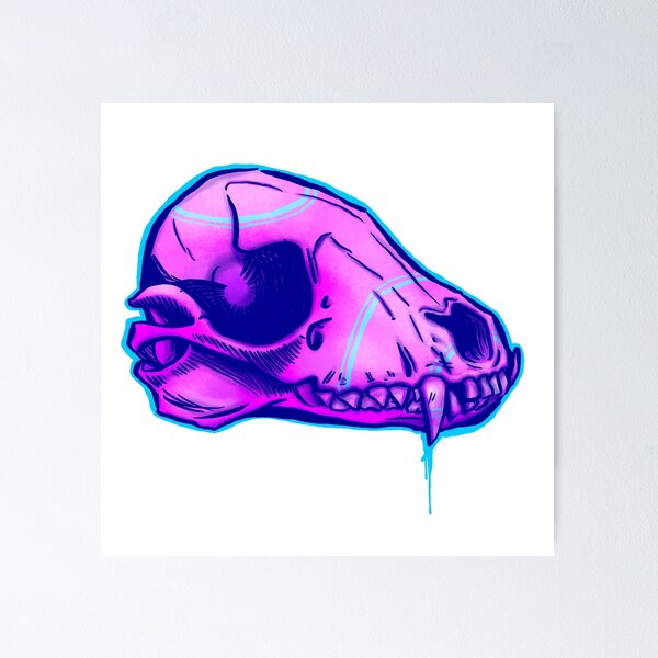 Item preview, Tattooed pink racoon skull designed and sold by Dagloos.