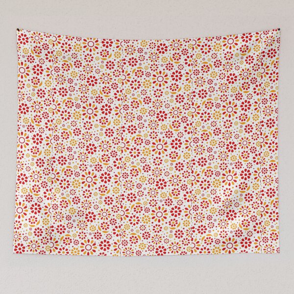 Item preview, Midcentury Friendship Folk Art Birds in Red and Yellow Gold designed and sold by KrisInStitches.