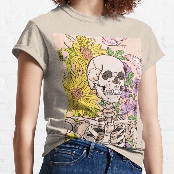 Floral pastel skeleton in watercolour Classic T-Shirt