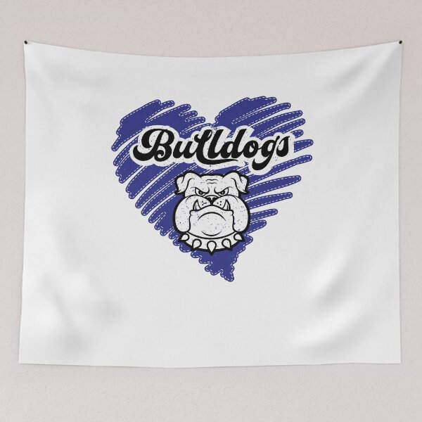 Item preview, Bulldog Blue Heart Scribble School Pride Dog designed and sold by clothesy7.