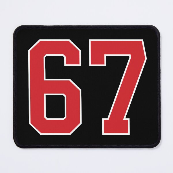 Item preview, Sports Number 67, red black color lucky sport sixty seven designed and sold by ArtIsParty.