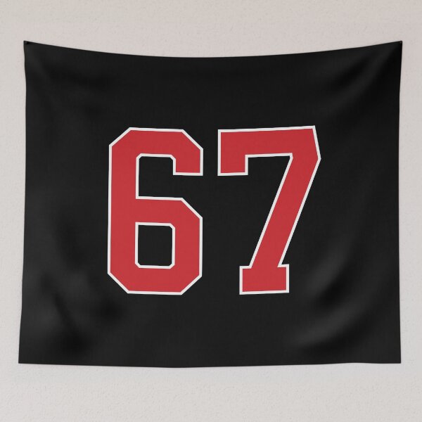 Item preview, Sports Number 67, red black color lucky sport sixty seven designed and sold by ArtIsParty.
