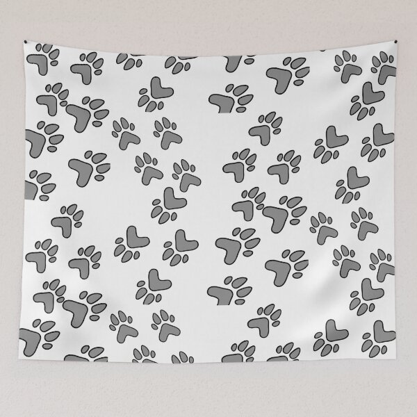 Item preview,  White Over Black Abstract Line Art.  Animal Footprints Art Pattern designed and sold by ColorCreation4u.