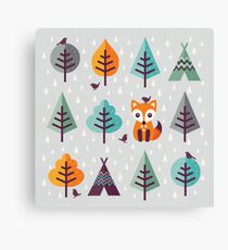 Fox in the Forest - on Gray Canvas Print