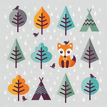Artwork thumbnail, Fox in the Forest on Gray by Daisy Beatrice