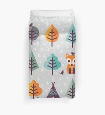 Fox in the Forest - on Gray Duvet Cover