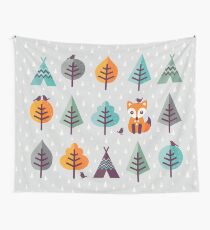 Fox in the Forest - on Gray Wall Tapestry