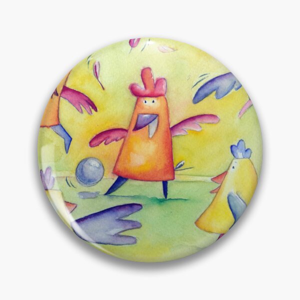 Item preview, Rooster and chickens playing football watercolor style  designed and sold by evellade.