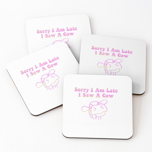 Item preview, Sorry I’m late I saw a cow pink and yellow designed and sold by Avigailsella.