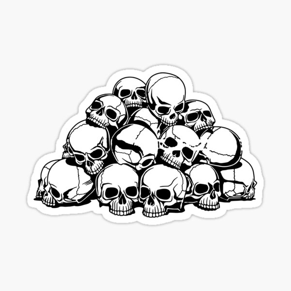 Grunge Skeleton skull Pile Sticker