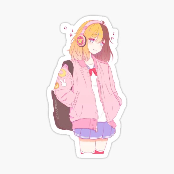 Anime schoolgirl Sticker for Sale by JeffSoesbe