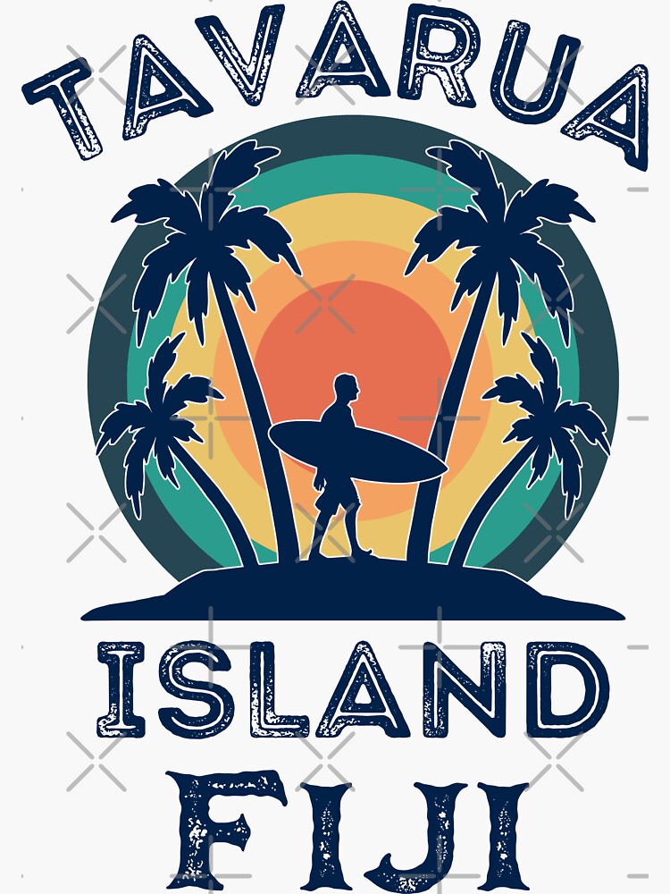 Tavarua Island Island Surfing - Surfer, Palm Trees & Sunset Sticker for  Sale by elvisg03
