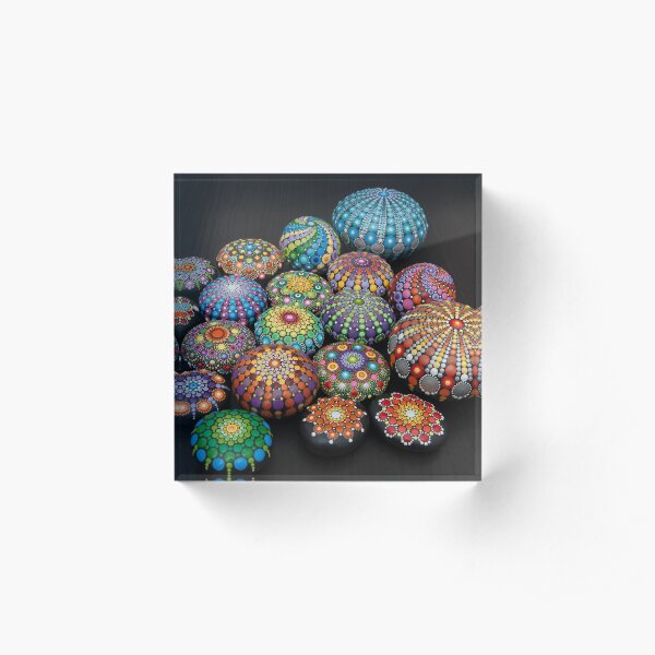 Mandala Painted stones 2 Acrylic Block