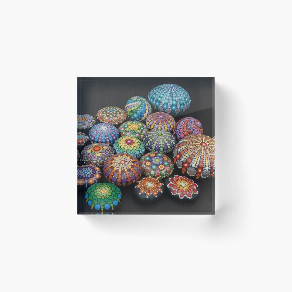 Mandala Painted stones 2 Acrylic Block