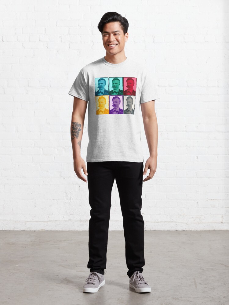 Alternate view of Friedrich Nietzsche colorful portrait pattern Classic T-Shirt