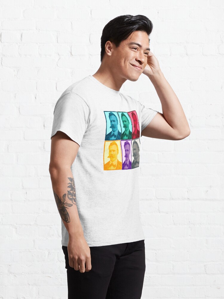 Alternate view of Friedrich Nietzsche colorful portrait pattern Classic T-Shirt