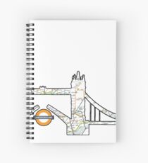 the tube, underground londons famous subway map on Londons famous land marks Spiral Notebook